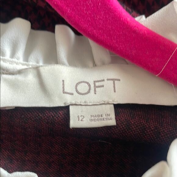 LOFT Women's Mini Dress Houndstooth Ruffle Collar - Picture 7 of 7